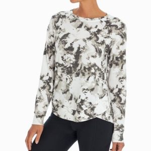 Balance Collection  White Gray Tie-Dye Haze Maison Long-Sleeve Top Size XL